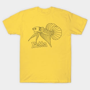 line art of monochrome beta fish T-Shirt